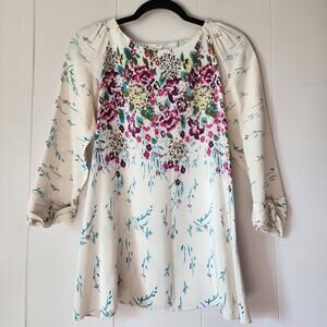 81 Poppies 100% Silk Boho Cottage Vintage Lightweight Floral Blouse 4